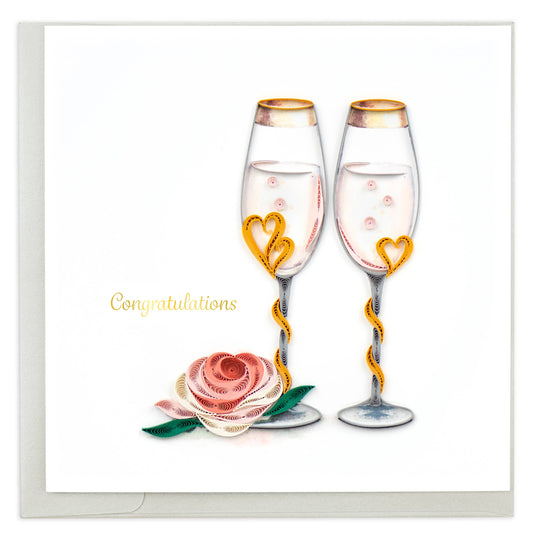 Wedding Toasting Flutes Quilled Card