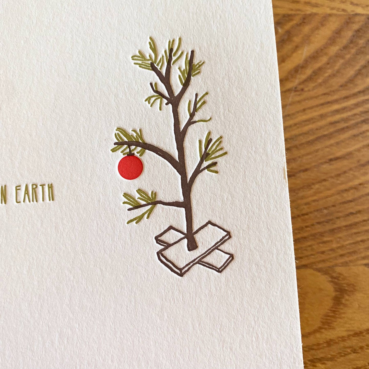 Holiday Letterpress Card Charlie Brown Tiny Tree BOXED SET