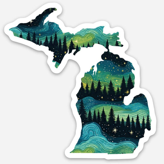 Northern Lights Michigan State Sticker