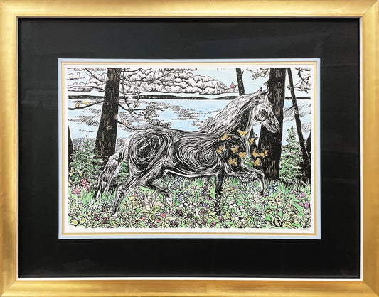 Morning Frolic 3 Original Block Print - Special Edition