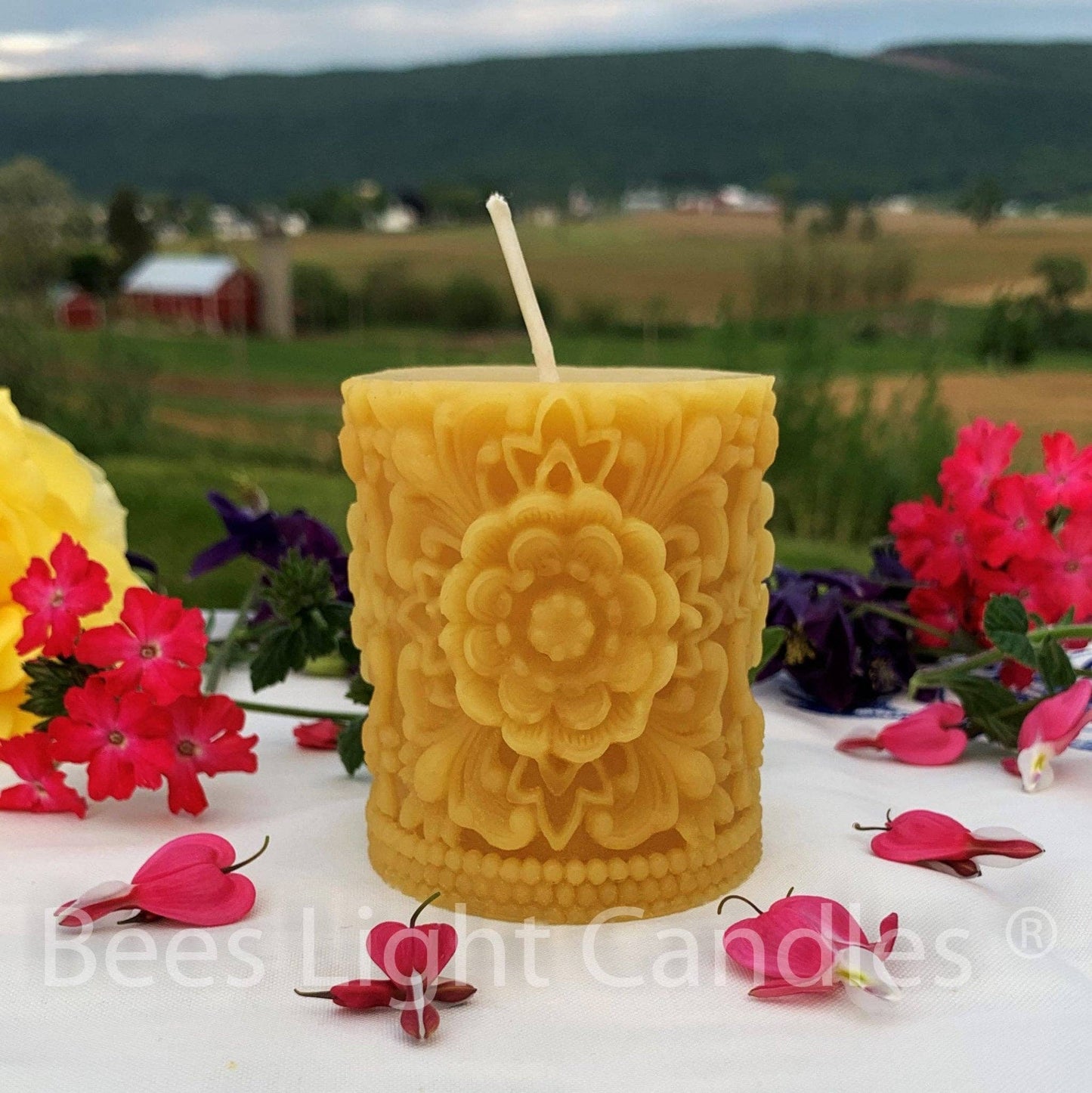Flower Design Pillar Candle