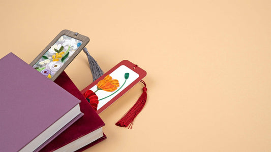 Handmade Quilled Paper Red and Orange Poppies Bookmark