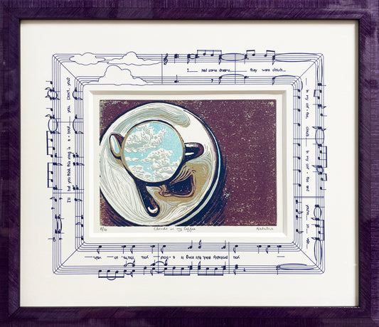 Clouds in My Coffee Original Block Print - Special Edition