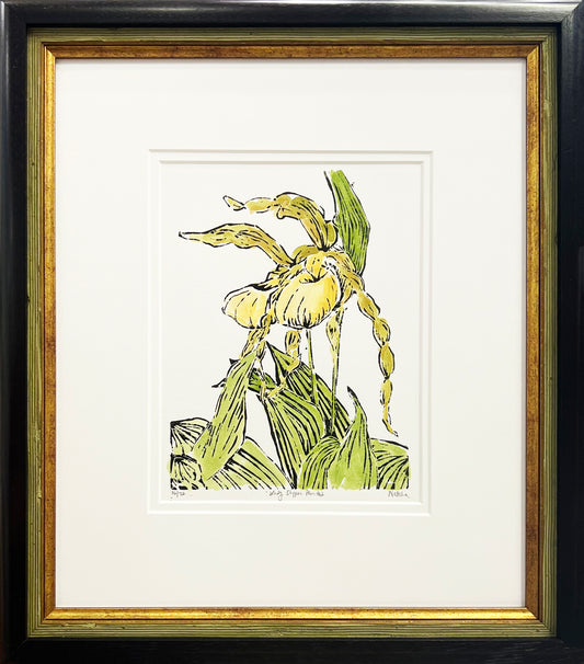 Lady's Slipper Pair 2 Original Block Print - Special Edition