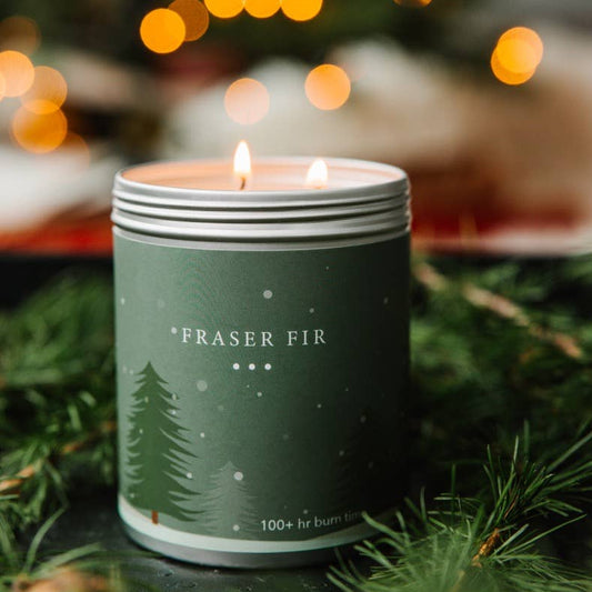 Fraser Fir Large Soy Candle Tin made in Michigan by Kalamazoo Candle Co.
