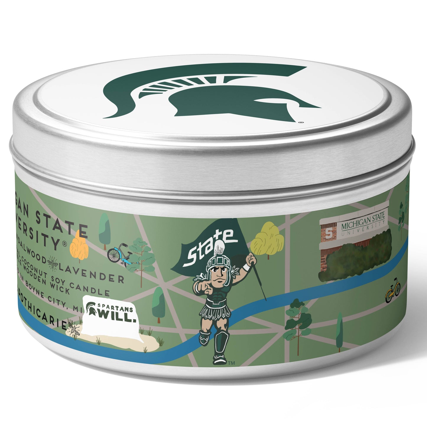 Michigan State University® 11 oz Wooden Wick Tin Candle