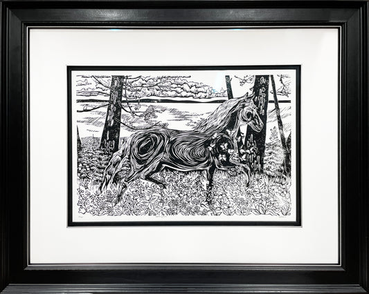 Morning Frolic Original Block Print - Special Edition B