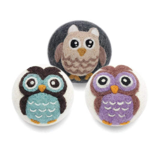 Owls: Eco Wool Dryer Balls Fair Trade : Blue Owl