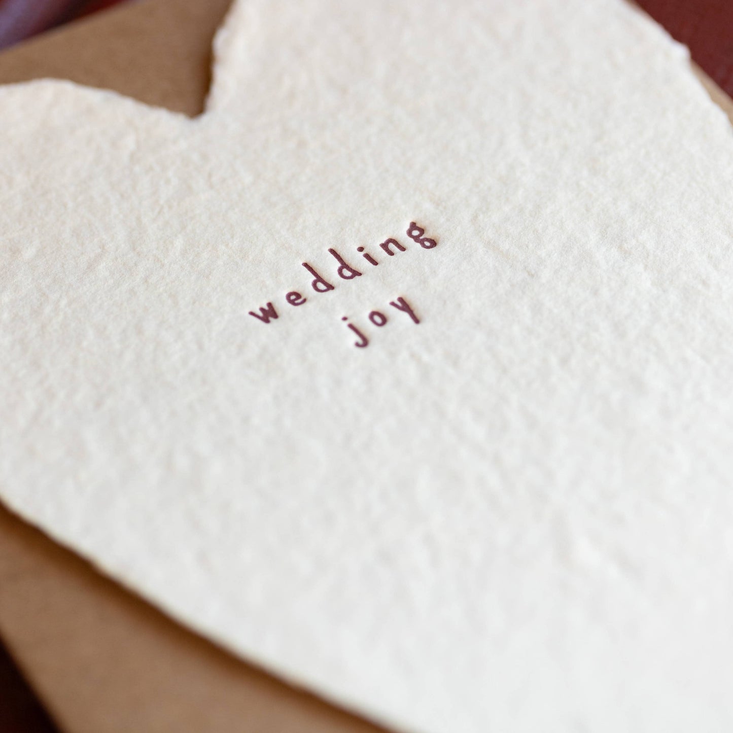 Wedding Joy Greeted Heart Handmade Paper Letterpress Card