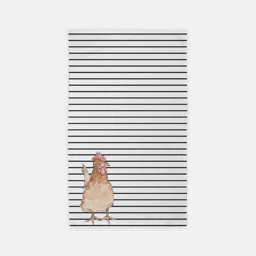 Watercolor Striped Chicken Hand Towel (15" x 25")- Standing