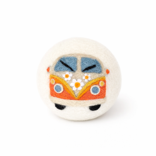 Hippie Collection: Eco Wool Dryer Balls Fair Trade: Orange Hippie Bus