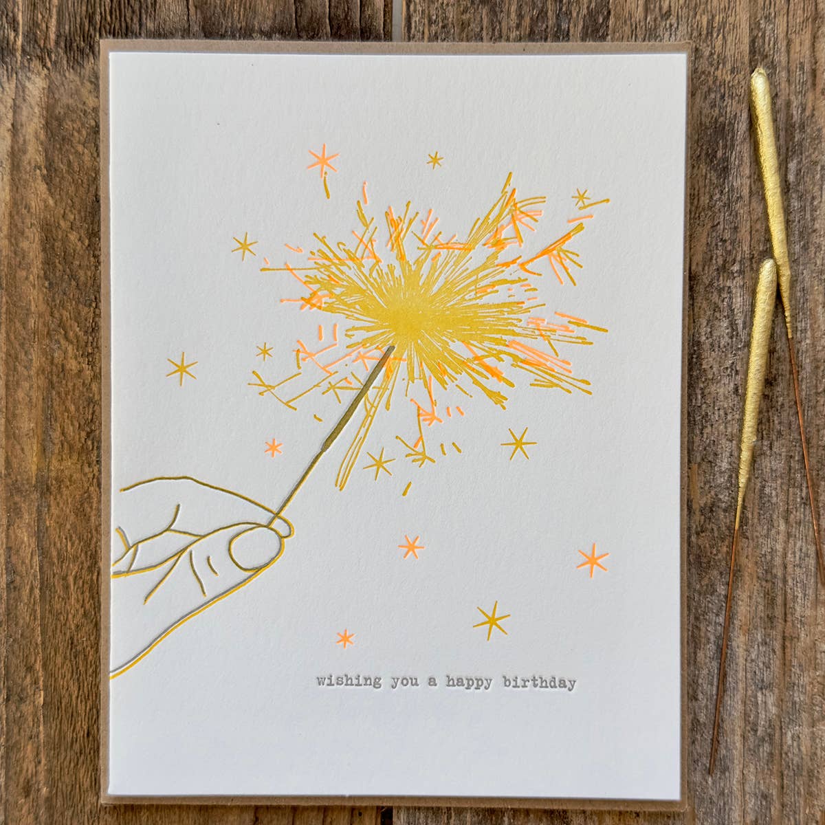 Sparkler Wishes Happy Birthday Letterpress Card