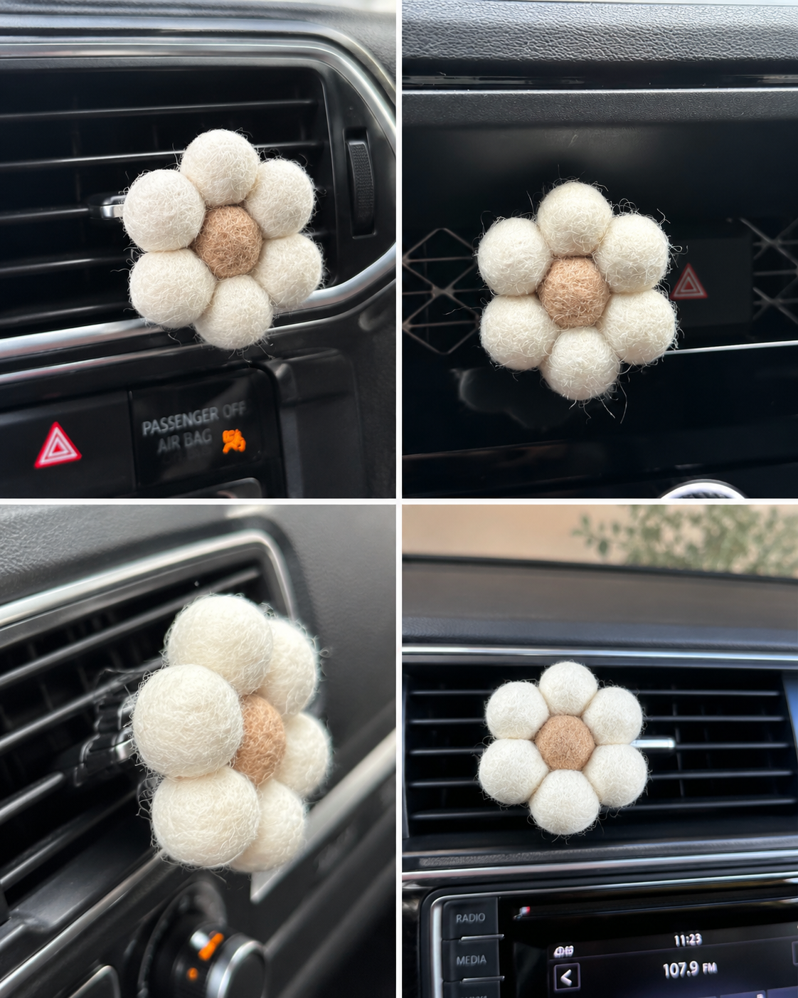 Daisy car vent air freshener clip - Peach