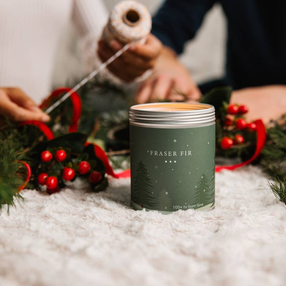 Fraser Fir Large Soy Candle Tin made in Michigan by Kalamazoo Candle Co.