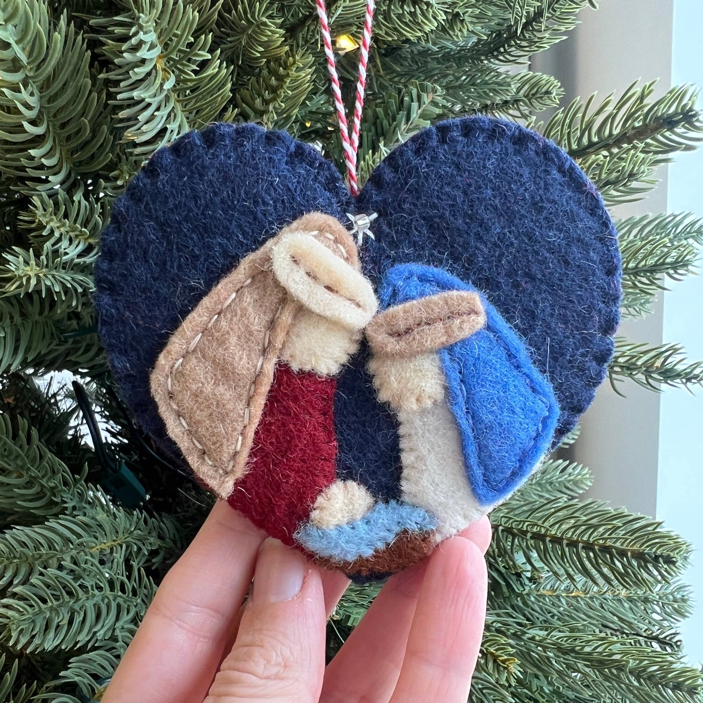 Heart Nativity Felt Wool Christmas Ornament  