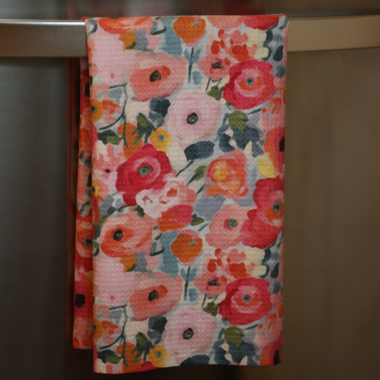 Field of Poppies Double Sided Recycled Waffle Dish Towel