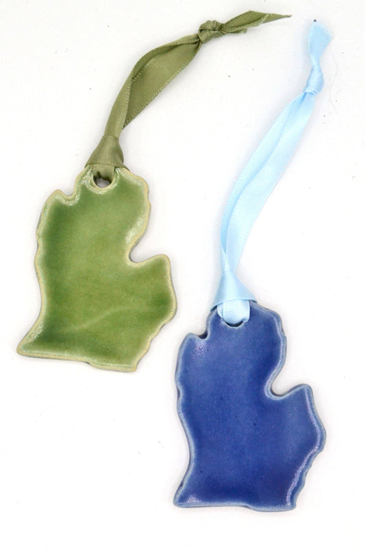 Michigan Mitten Ornament: Lake Michigan Blue / No
