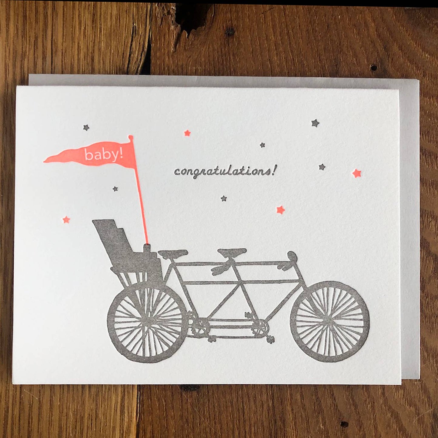 Bike with Baby Seat Letterpress Card