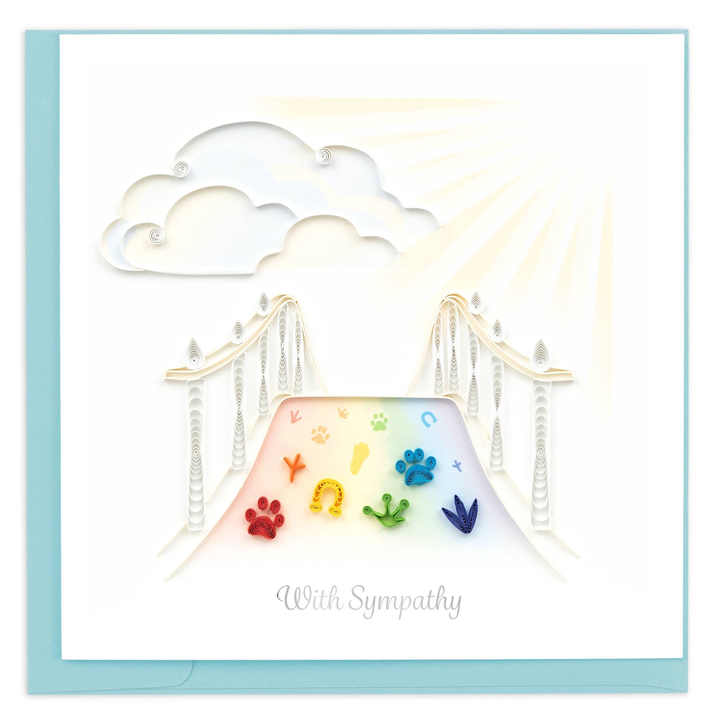 Rainbow Bridge Quilled Pet sympathy card