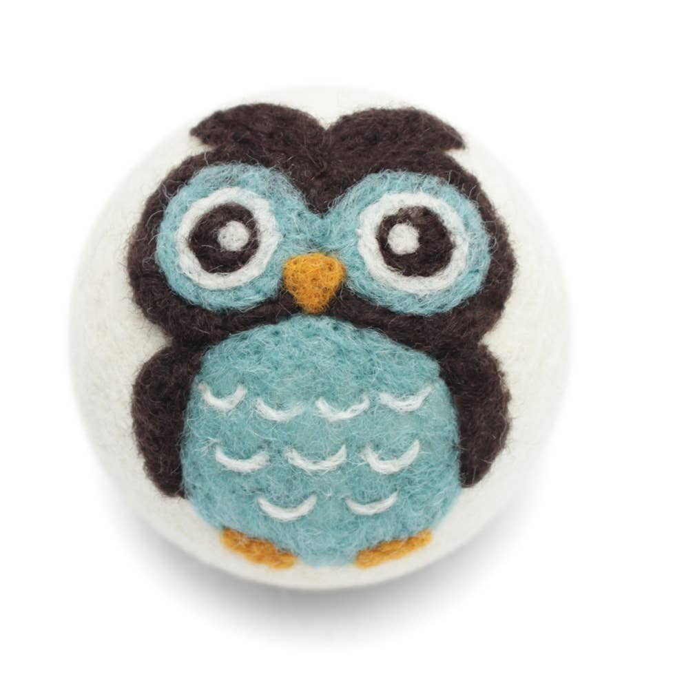 Owls: Eco Wool Dryer Balls Fair Trade : Blue Owl