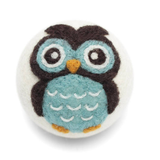 Owls: Eco Wool Dryer Balls Fair Trade : Blue Owl