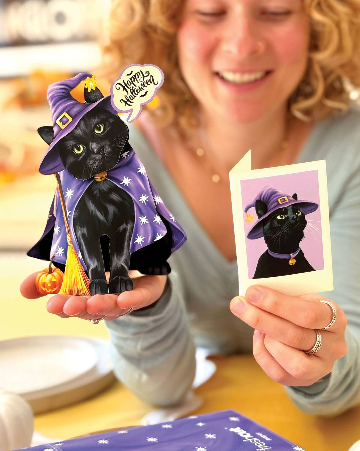 Halloween Cat Mini Pop-up Greeting Card