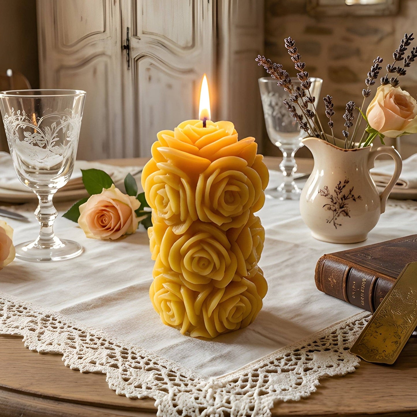 Withered Rose Beeswax Candle