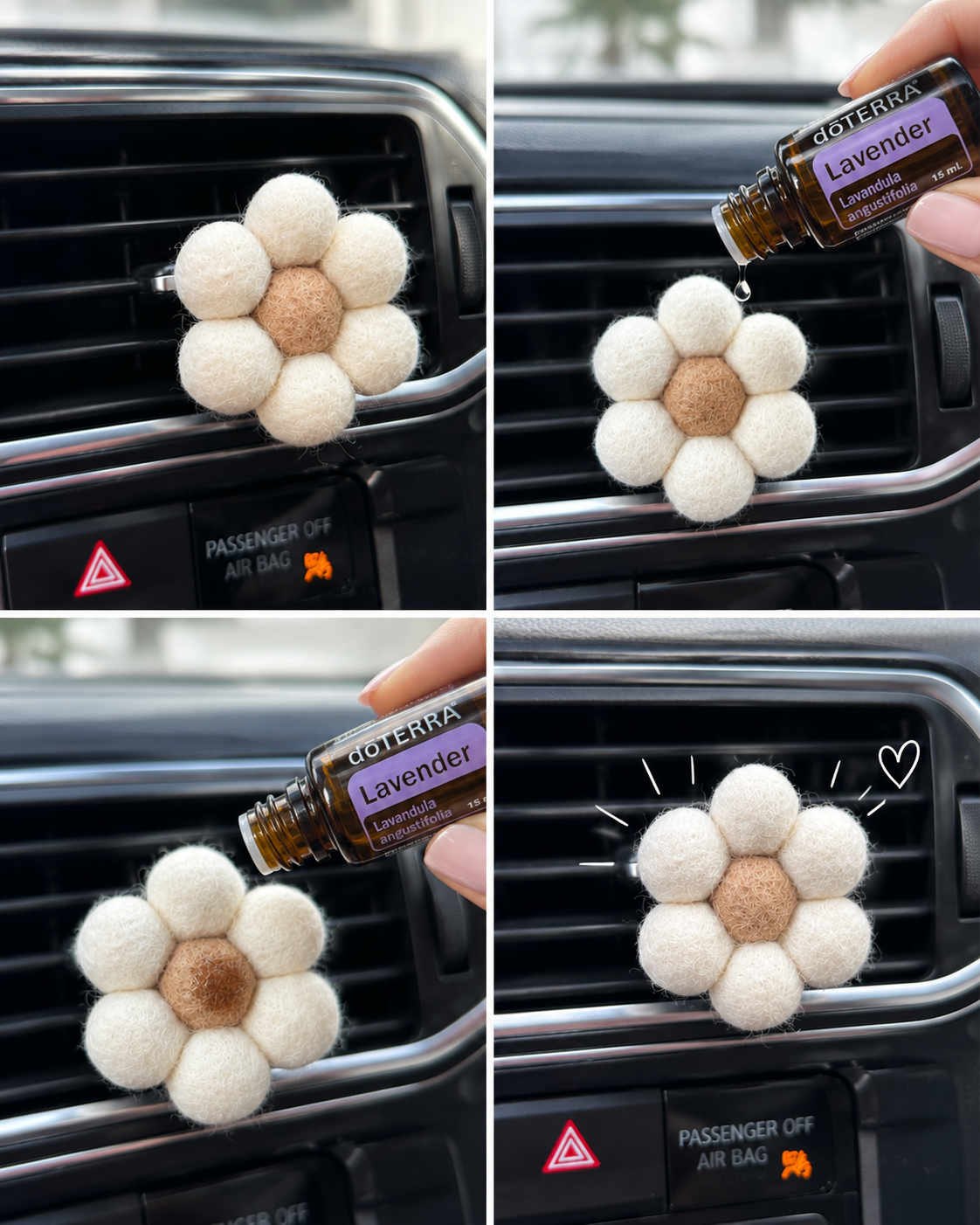 Daisy car vent air freshener clip - Peacock