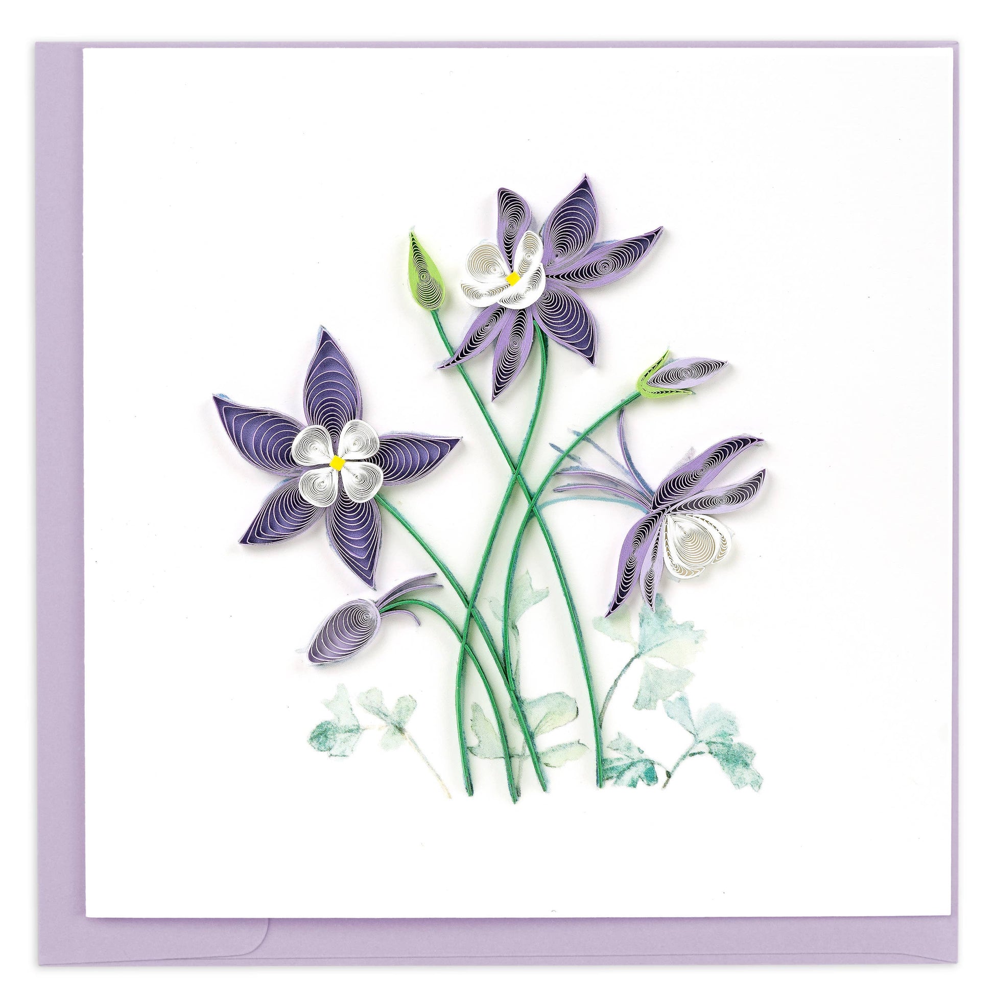 Columbine Flowers Quilling Card