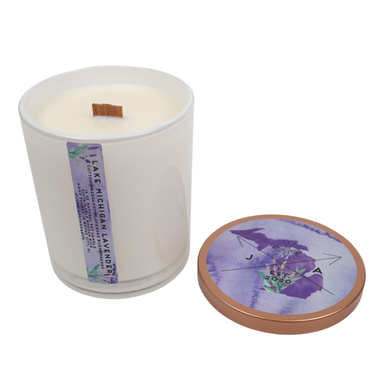 Lake Michigan Lavender 12 oz Wooden Wick Tumbler Candle