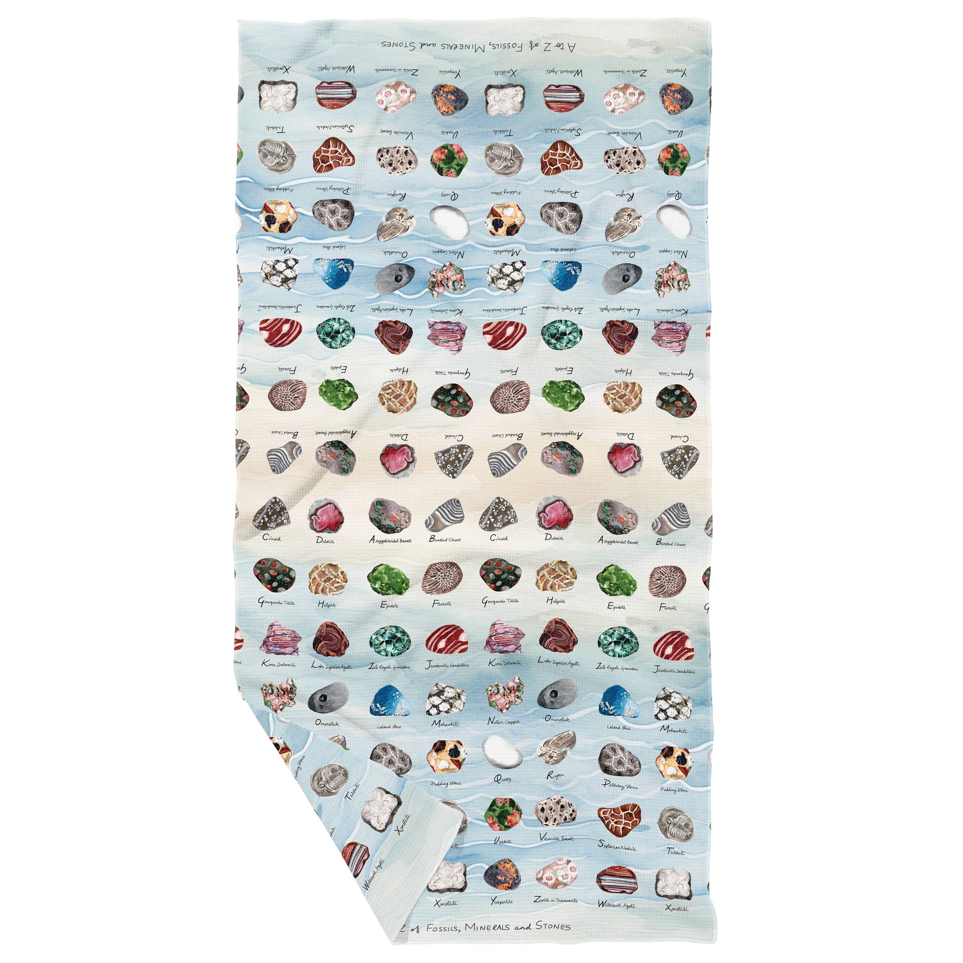 A to Z Rocks and Fossils Double Sided Waffle Dish Towel