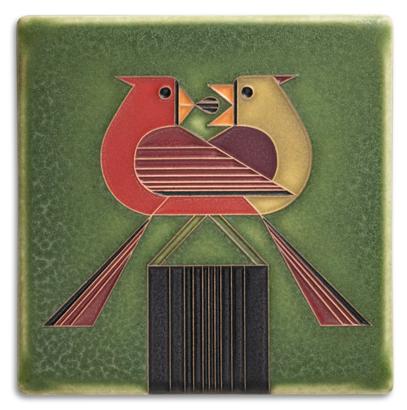 Redbird Romance – 6x6 art tile