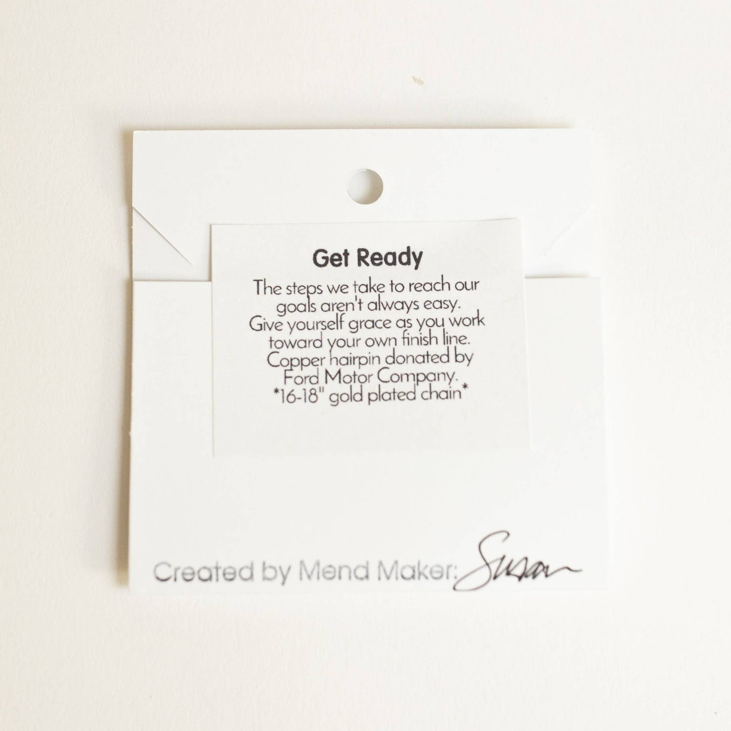 Get Ready copper hairpin necklace by Mend on the Move jewelry. Created from auto parts by abuse survivors in Detroit.