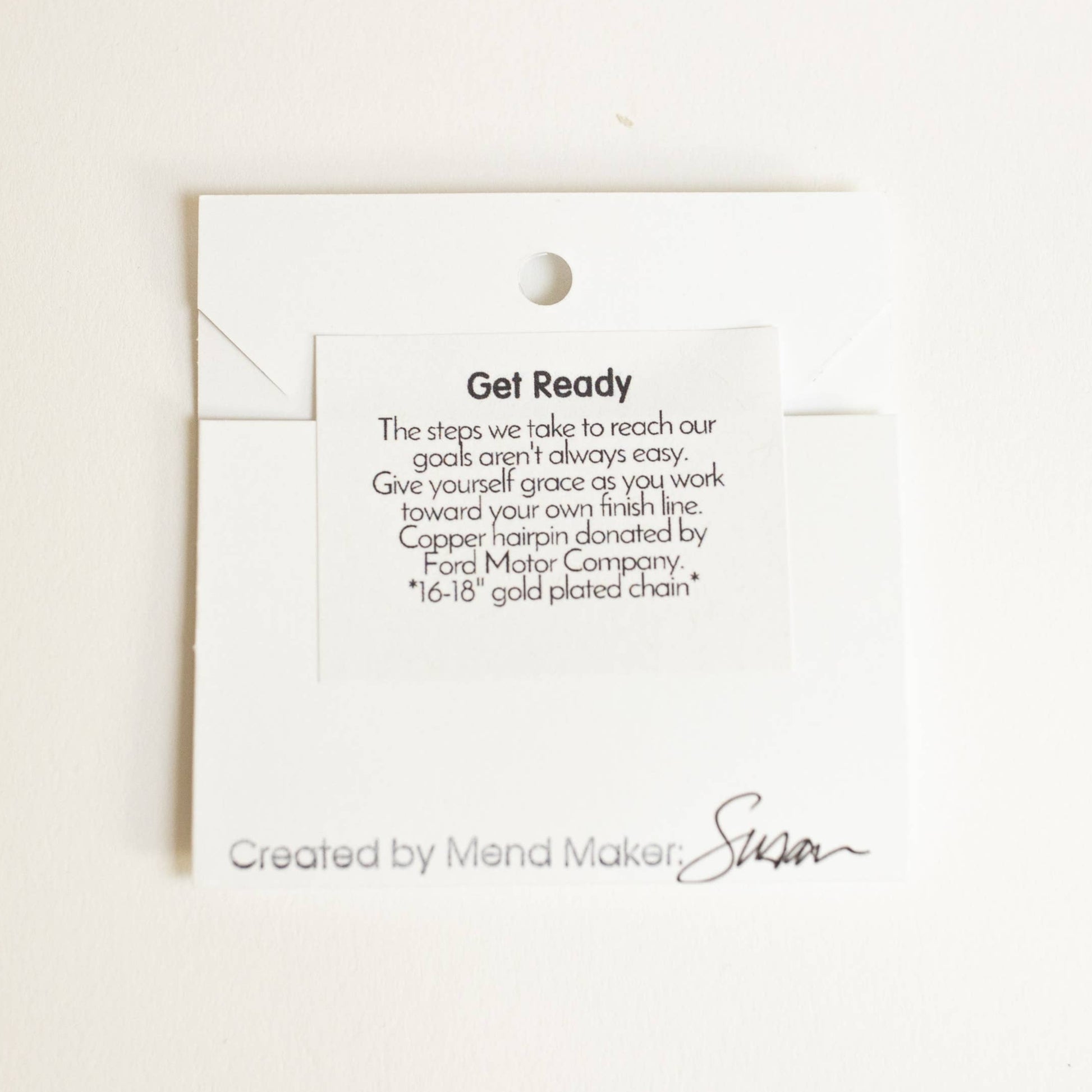 Get Ready copper hairpin necklace by Mend on the Move jewelry. Created from auto parts by abuse survivors in Detroit.