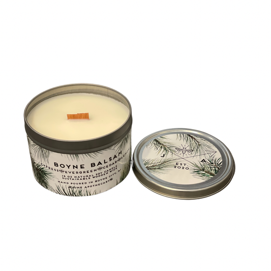 Boyne Balsam Wooden Wick 11 oz Tin Candle