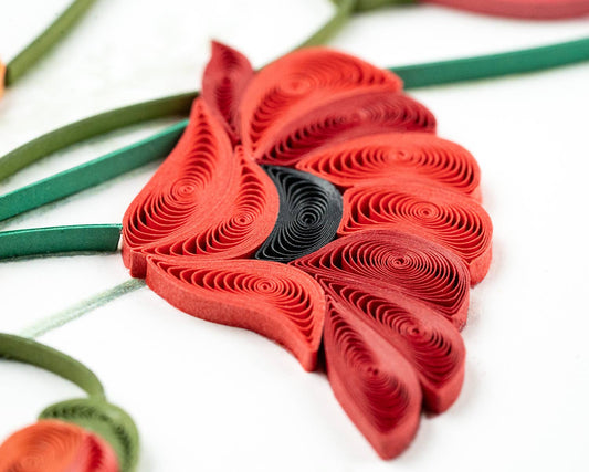 Quilled Red & Orange Poppies Greeting Card