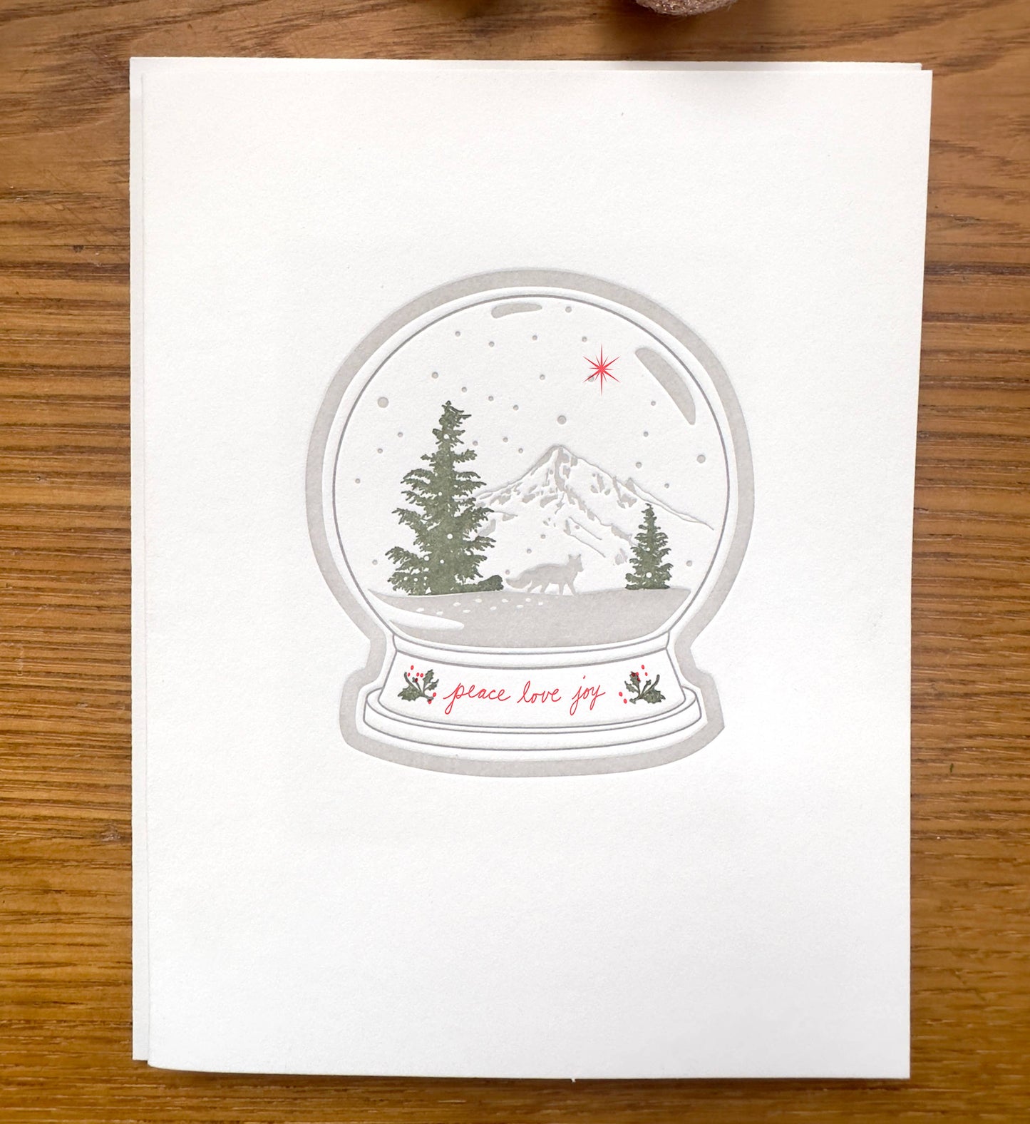 Peace Joy Love Letterpress Snow Globe Boxed Set