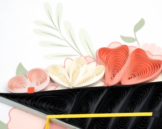 Floral Mortar Board Quilled Graduation Card