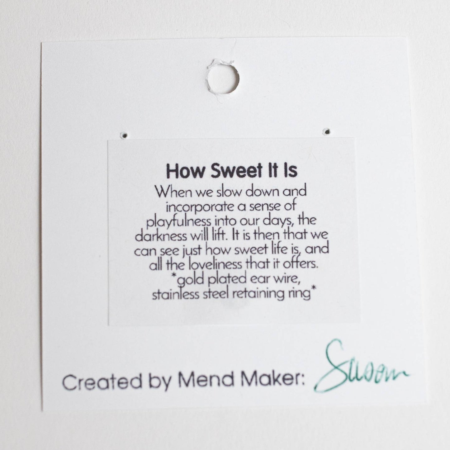 How Sweet It Is earrings by Mend on the Move jewelry. Created from auto parts by abuse survivors in Detroit.