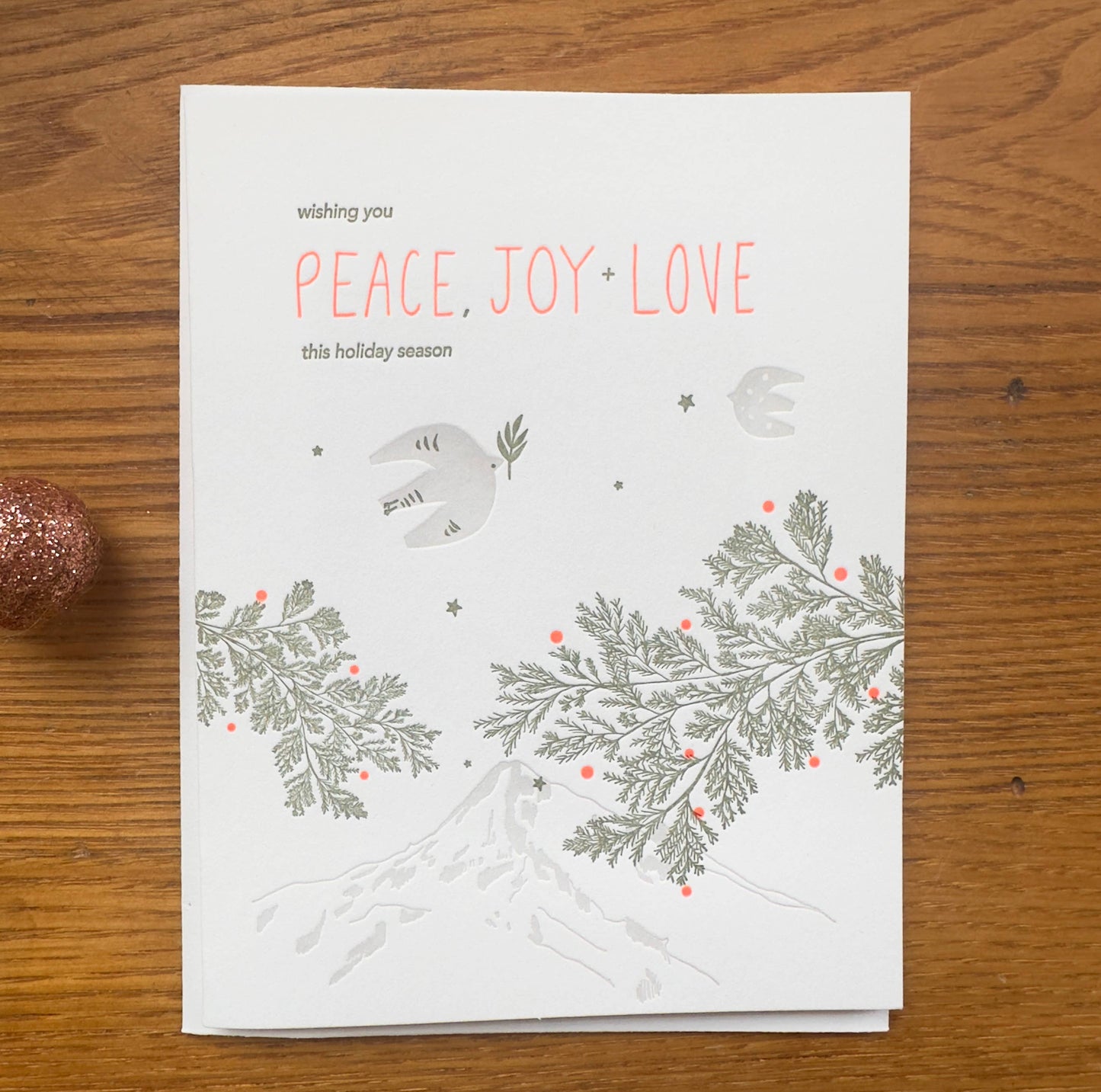 Peace Joy Love Doves and Holiday Letterpress BOXED SET