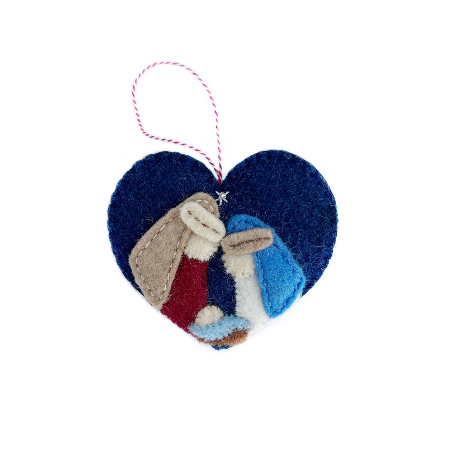 Heart Nativity Felt Wool Christmas Ornament  