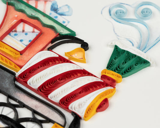 Quilled Christmas Train Greeting Card