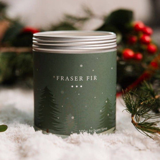Fraser Fir Large Soy Candle Tin made in Michigan by Kalamazoo Candle Co.