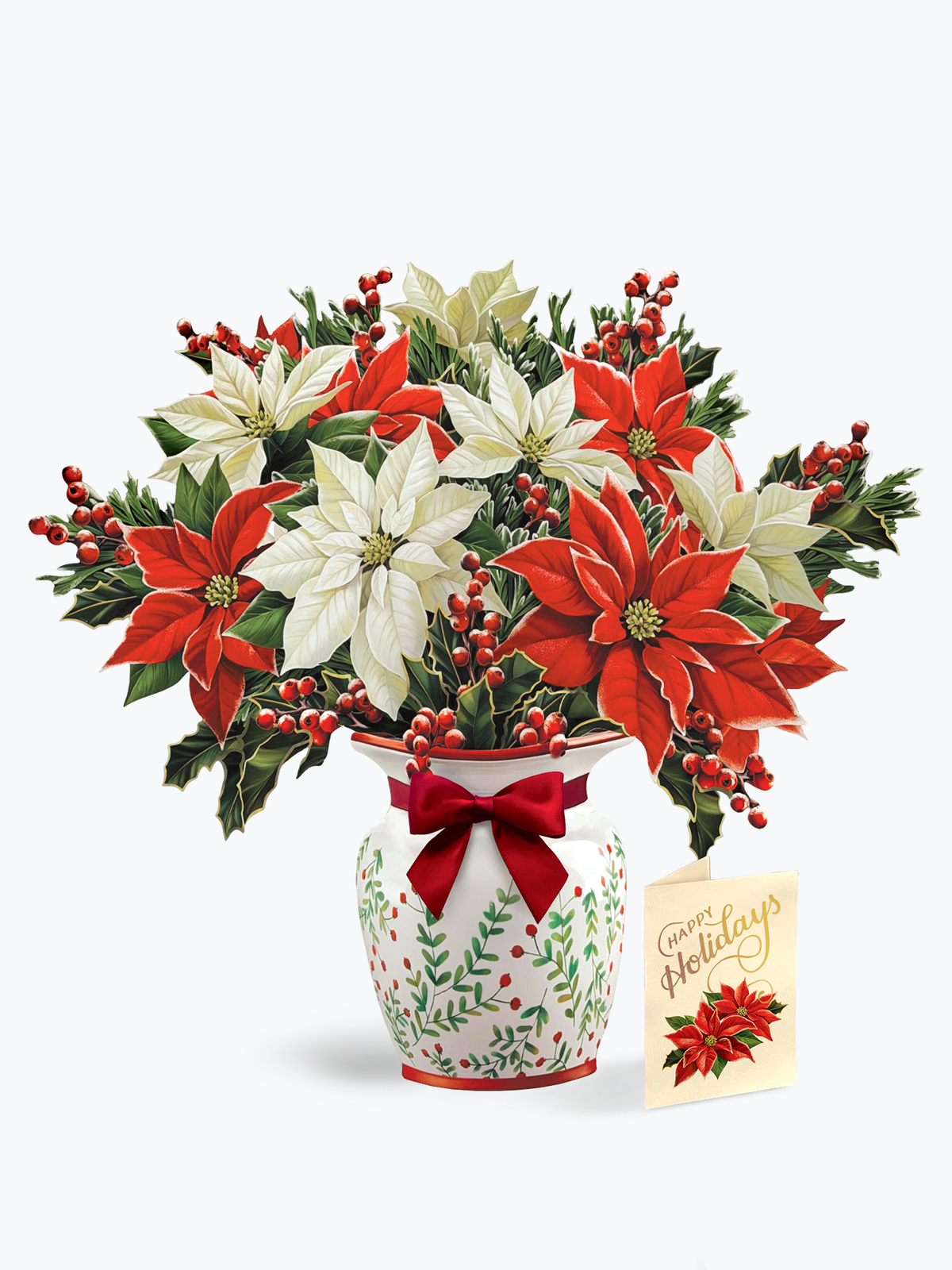 Festive Poinsettias Pop-Up Greeting Card