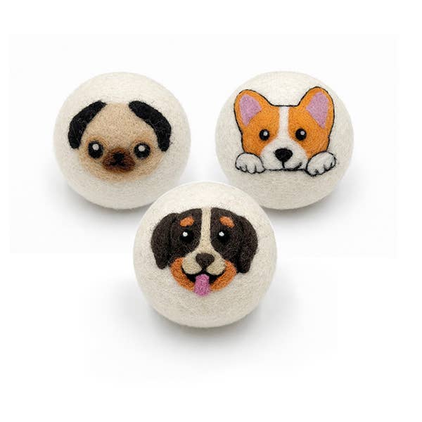 Dogs: Eco Wool Dryer Balls Fair Trade: Dark Brown Dog