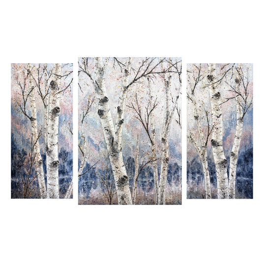 Bring the outdoors inside with this stunning original painting of birch trees by Michigan artist Gerd Schmidt showcasing the beauty of quiet forest scenery. 