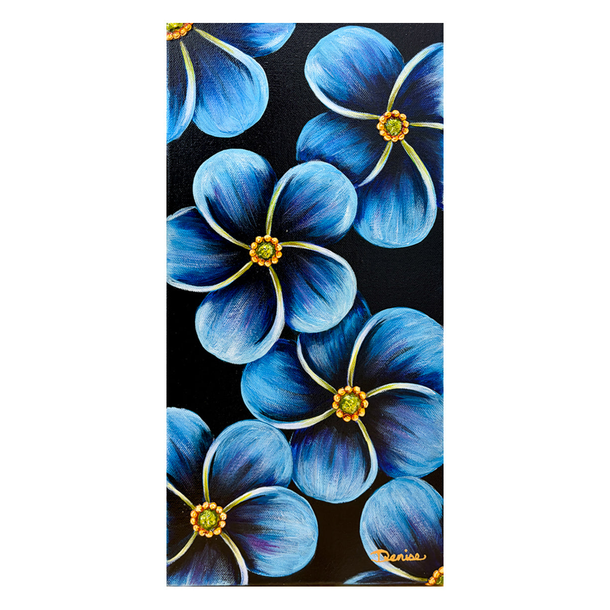 "Forget-Me-Nots" contemporary floral paintings by Denise Cassidy of Northville, Mich. Original, artist-signed, acrylic and mixed-media painting. 