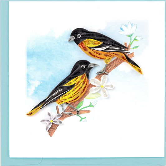Quilled Baltimore Oriole Birds Greeting Card