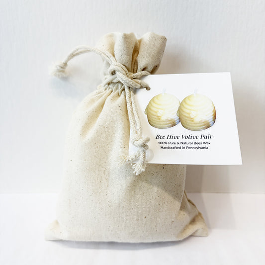 Beehive Votive Beeswax Candle Pair