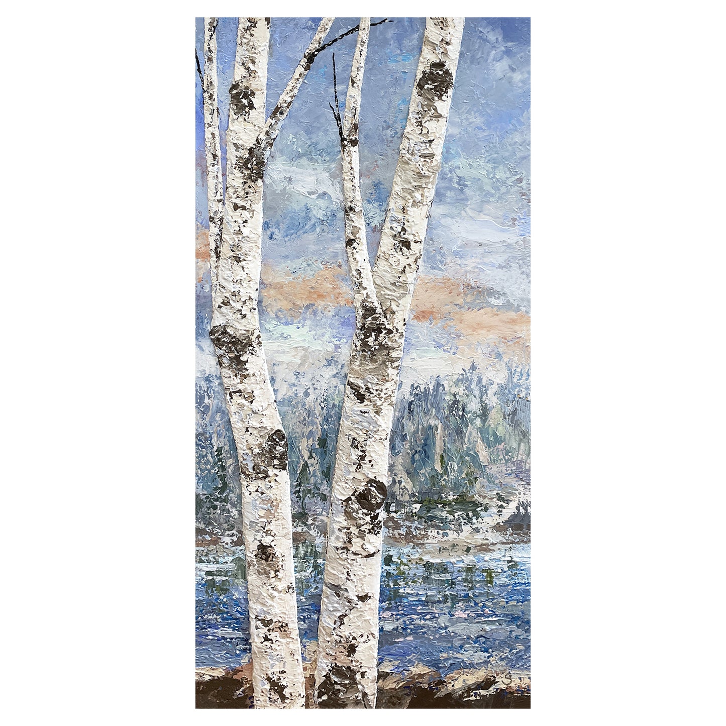 Birch Sunrise Acrylic Painting